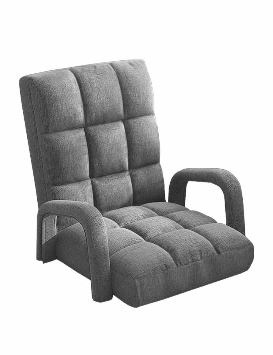 Home And Lifestyle Soga Recliners | Soga Foldable Lounge Cushion Adjustable Floor Lazy Recliner Chair With Armrest Grey