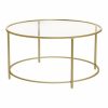 Home And Lifestyle VASAGLE Coffee & Side Tables | Vasagle Round Coffee Table, Sofa Table With Tempered Glass Gold Metal Frame