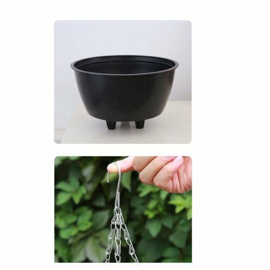 Outdoors Soga Garden Decor | Soga Coffee Medium Hanging Resin Flower Pot Self Watering Basket Planter Outdoor Garden Decor