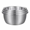 Home And Lifestyle Soga Kitchen & Laundry Fixtures | Soga Stainless Steel Nesting Basin Colander Perforated Kitchen Sink Washing Bowl Metal Basket Strainer Set Of 3