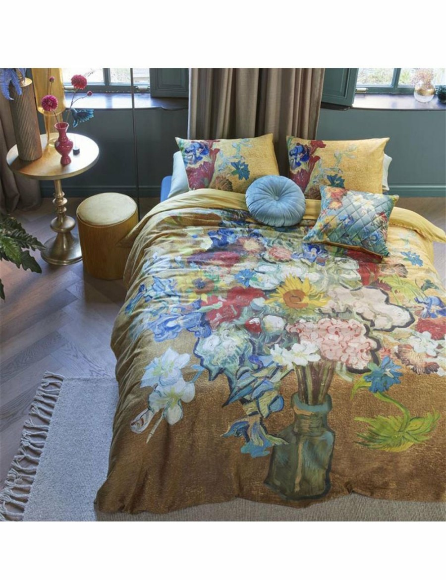 Home And Lifestyle Bedding House Quilt Cover Sets | Bedding House Van Gogh Bouquet D'Anniversaire Gold Cotton Sateen Quilt Cover Set