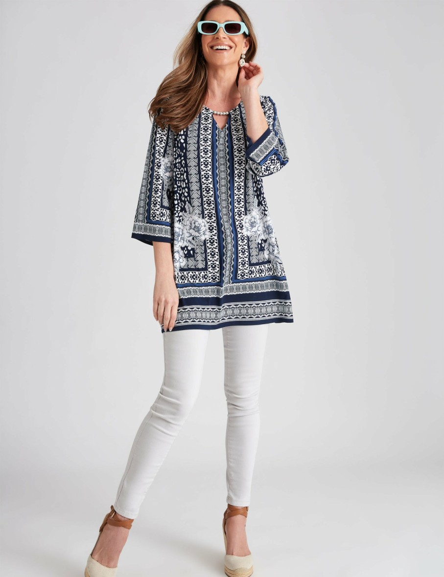 Women Millers Tunics | Millers 3/4 Sleeve Printed Tunic Top