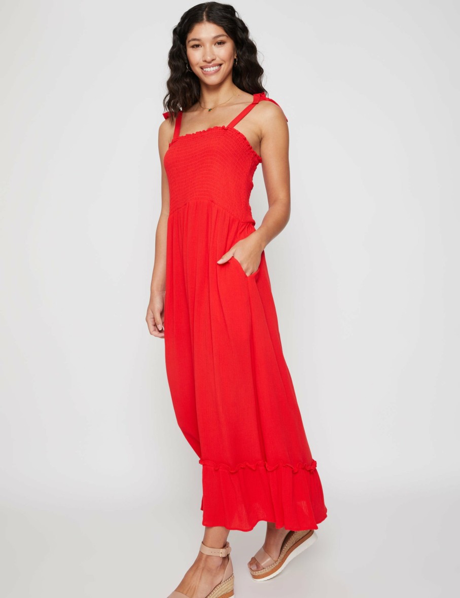 Women Millers Maxi Dresses | Millers Crinkle Maxi Dress With Bust Shirring & Tie Shoulders