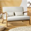 Home And Lifestyle Oikiture Armchairs & Sofas | Oikiture Armchair Lounge Chair Accent Couch Sofa Pillows 2 Seater Fabric Beige