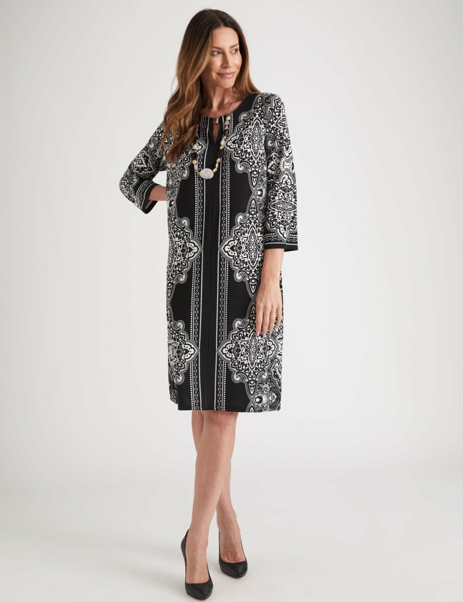 Women Millers Midi Dresses | Millers 3/4 Sleeve Puff Printed Knee Length Dress