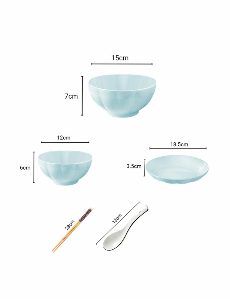 Home And Lifestyle Soga Dinnerware | Soga Light Blue Japanese Style Ceramic Dinnerware Crockery Soup Bowl Plate Server Kitchen Home Decor Set Of 10