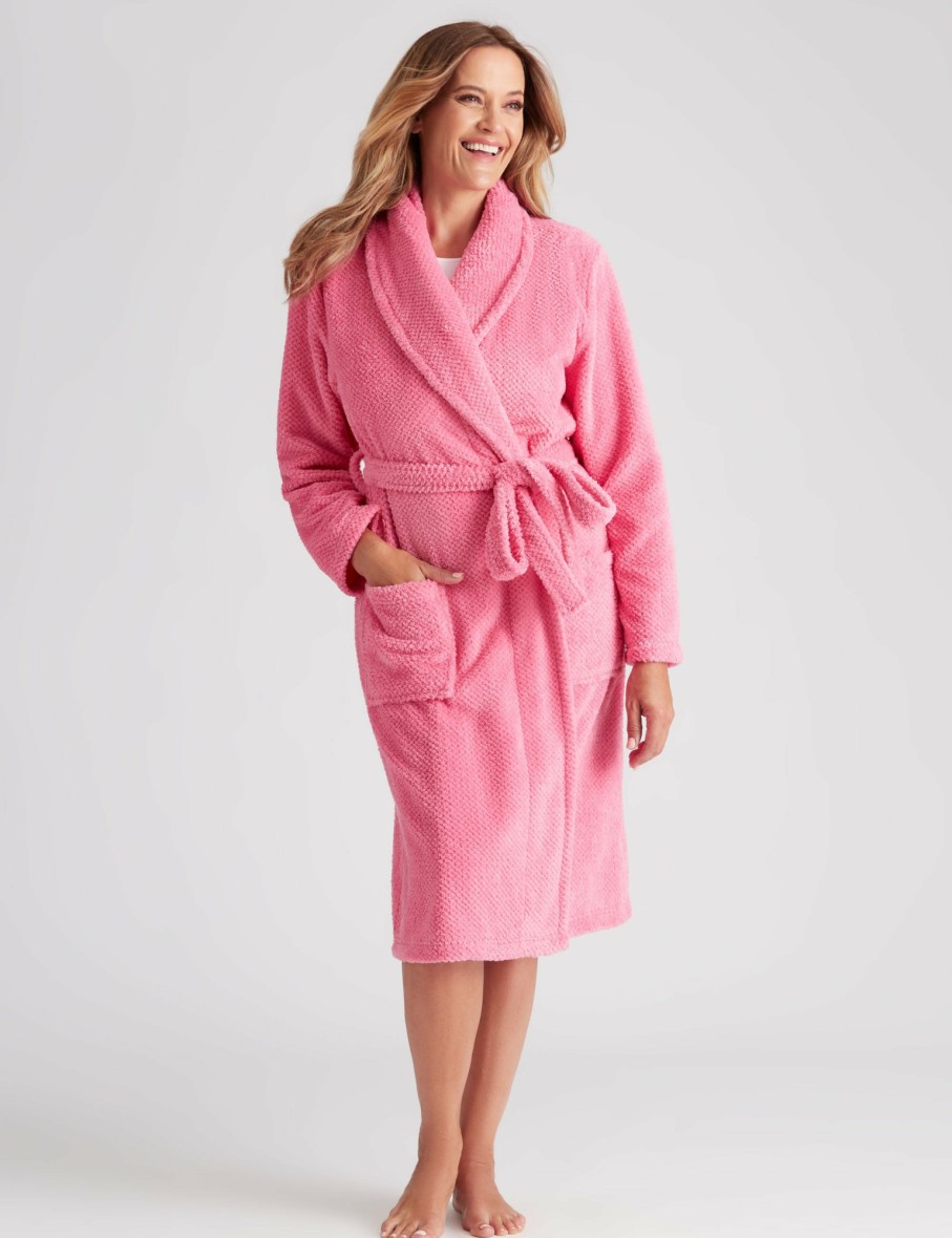 Women Millers Robes | Millers Embossed Coral Fleecy Robe