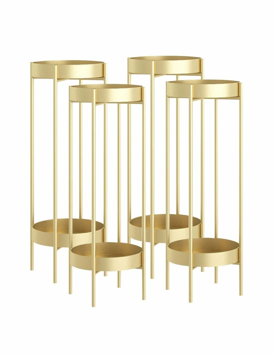 Home And Lifestyle Soga Napery | Soga 4X 2 Layer 80Cm Gold Metal Plant Stand Flower Pot Holder Corner Shelving Rack Indoor Display