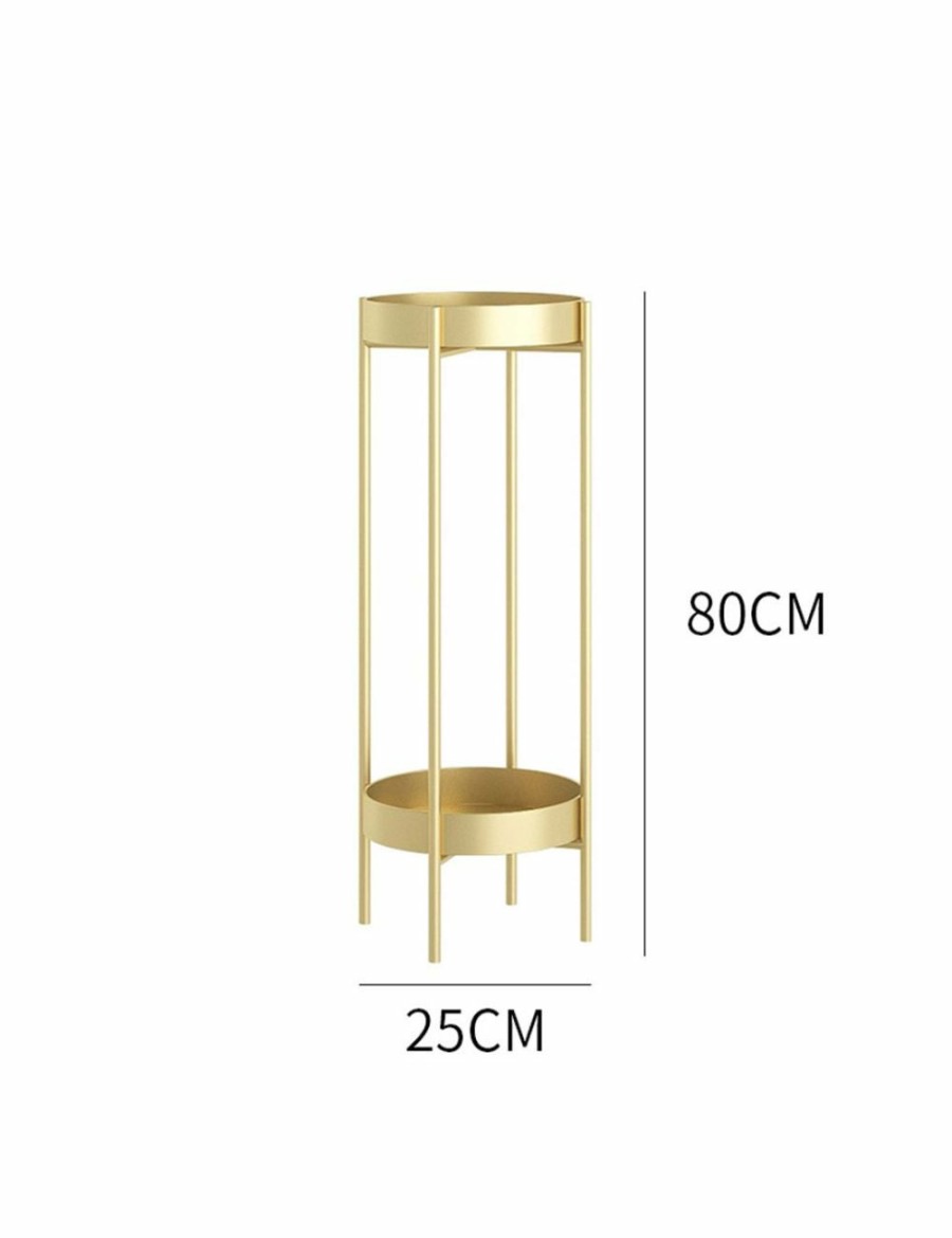 Home And Lifestyle Soga Napery | Soga 4X 2 Layer 80Cm Gold Metal Plant Stand Flower Pot Holder Corner Shelving Rack Indoor Display