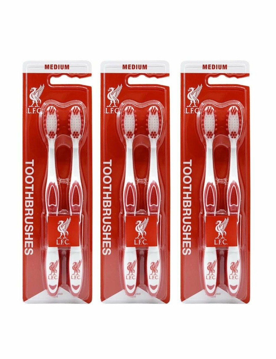 Beauty LIVERPOOL FOOTBALL CLUB | 6Pc Epl Liverpool F.C. Adults Medium Bristle Toothbrush Dental Teeth Oral Care