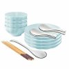 Home And Lifestyle Soga Dinnerware | Soga Light Blue Japanese Style Ceramic Dinnerware Crockery Soup Bowl Plate Server Kitchen Home Decor Set Of 8