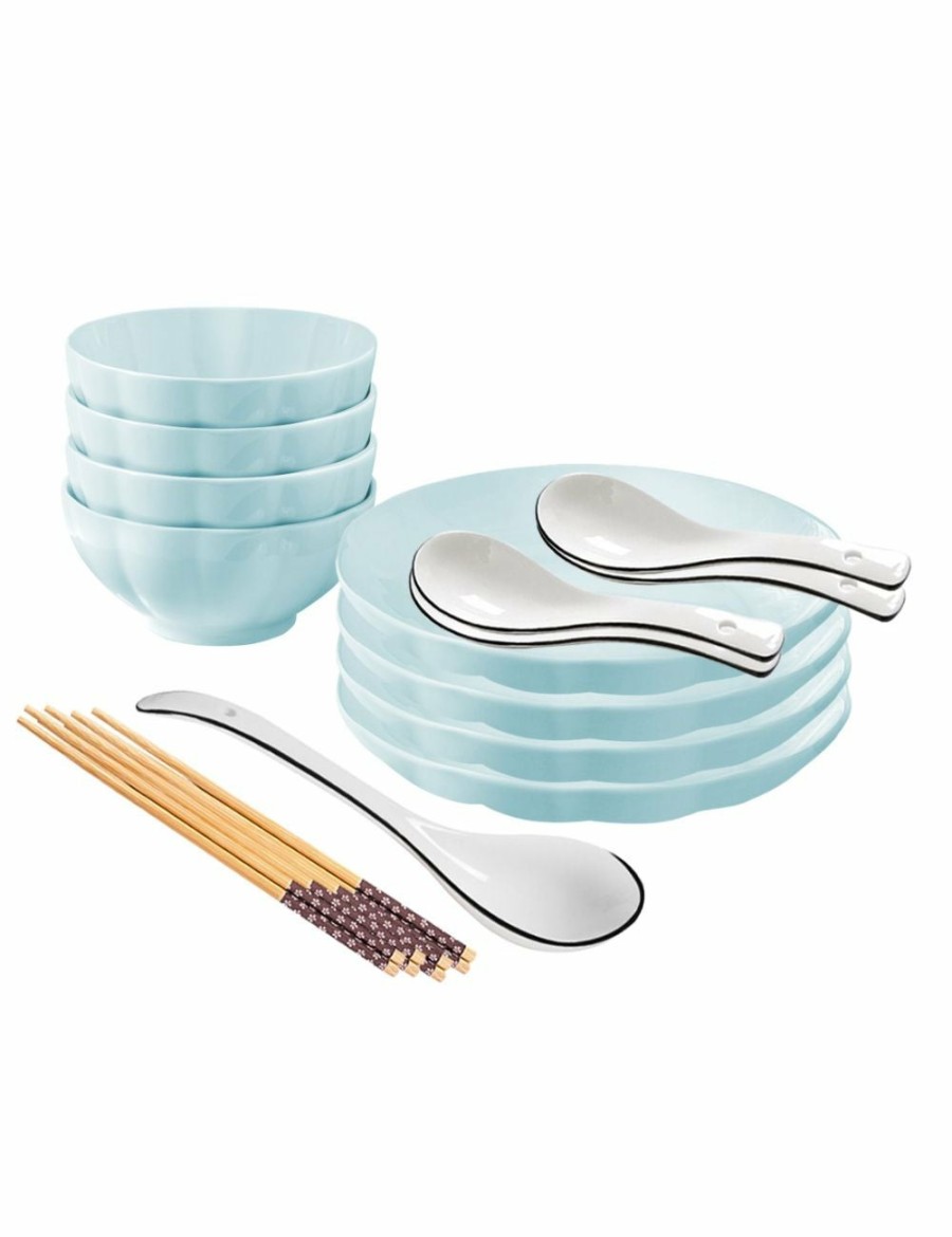 Home And Lifestyle Soga Dinnerware | Soga Light Blue Japanese Style Ceramic Dinnerware Crockery Soup Bowl Plate Server Kitchen Home Decor Set Of 8