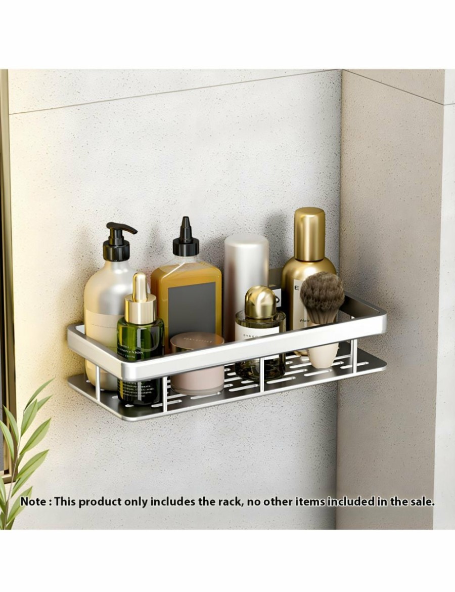 Home And Lifestyle Soga Bathroom Storage | Soga 2X Silver Wall-Mounted Rectangular Bathroom Storage Organiser Space Saving Adhesive Shelf Rack