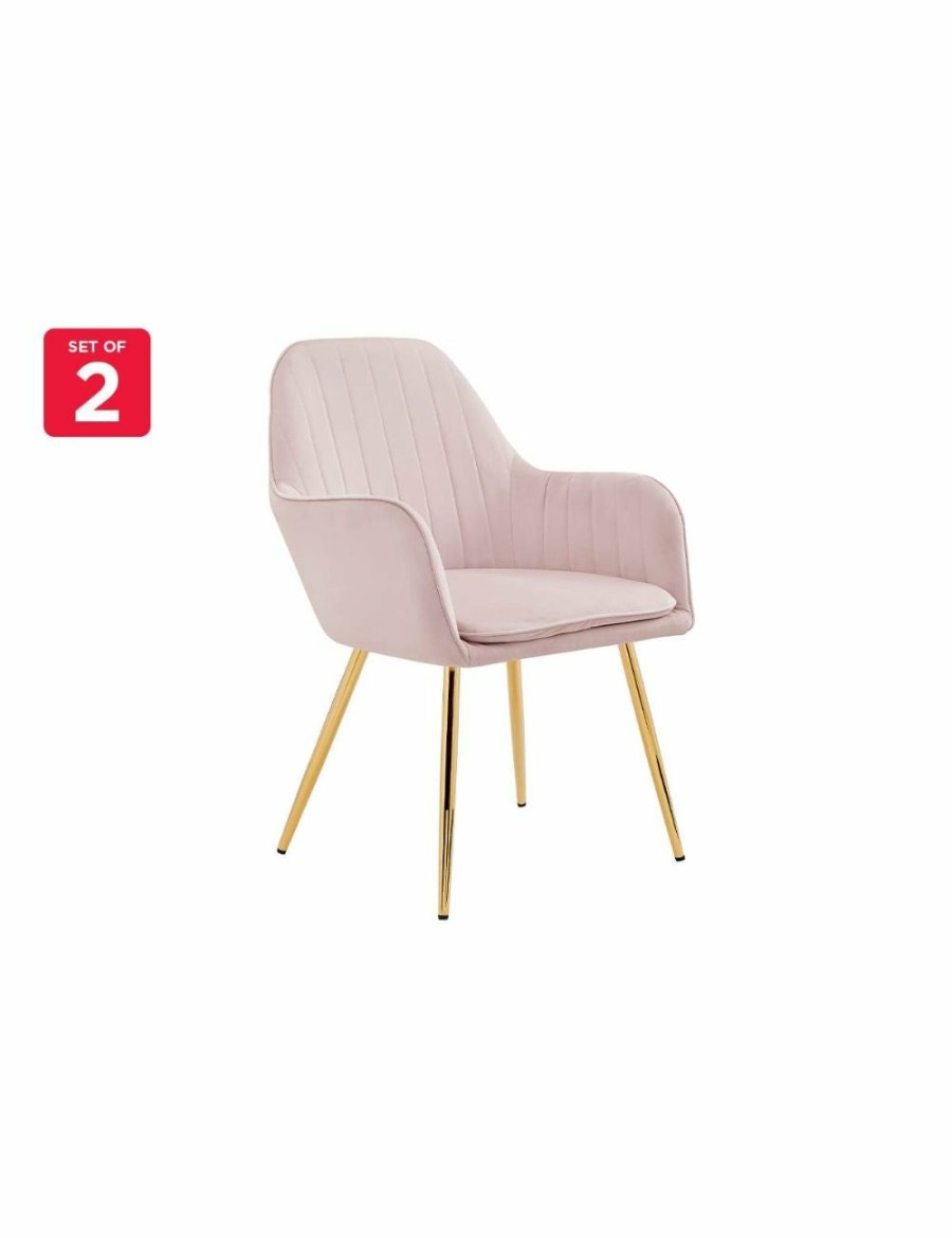 Home And Lifestyle NNEKGE Armchairs & Sofas | Nnekge Set Of 2 Armadale Velvet Armchairs (Blush)