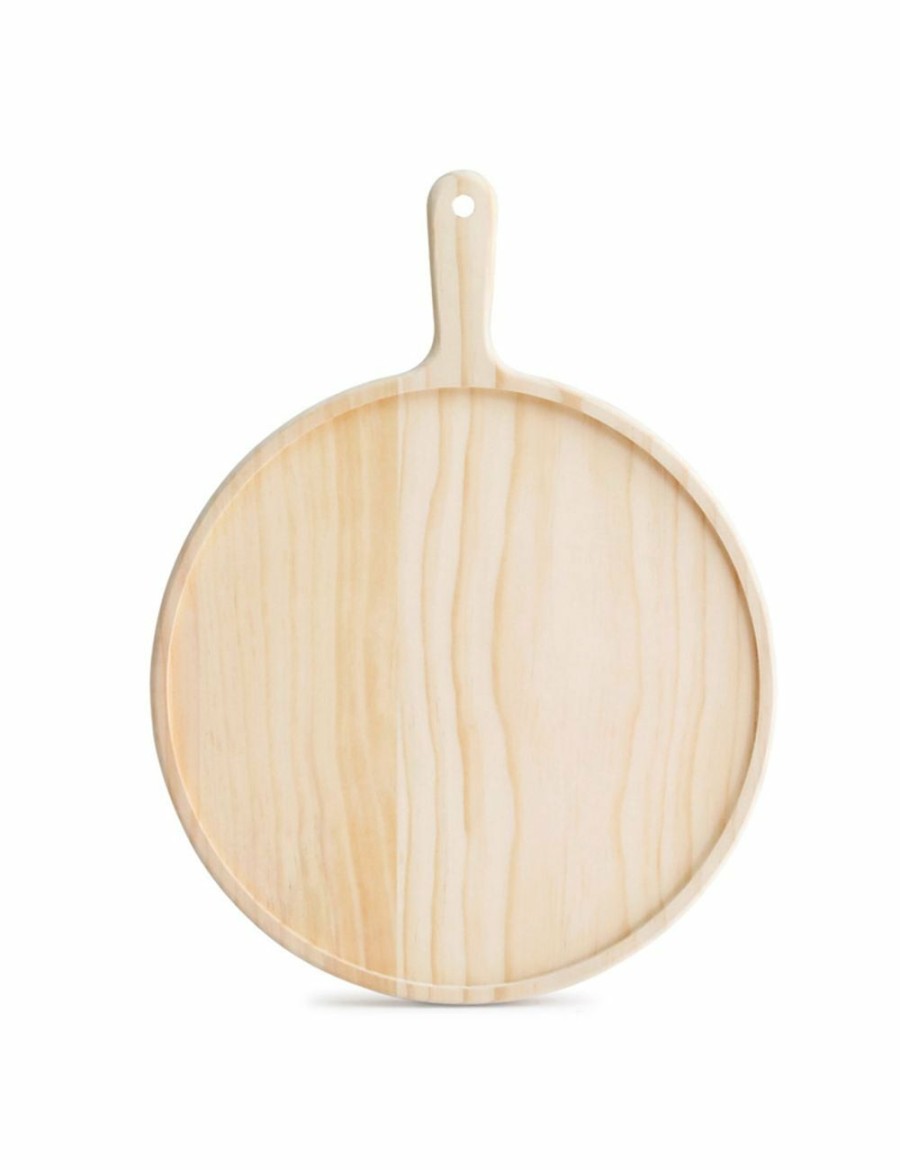 Home And Lifestyle Soga Serveware | Soga 7 Inch Round Premium Wooden Pine Food Serving Tray Charcuterie Board Paddle Home Decor