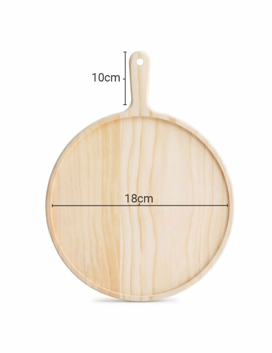 Home And Lifestyle Soga Serveware | Soga 7 Inch Round Premium Wooden Pine Food Serving Tray Charcuterie Board Paddle Home Decor