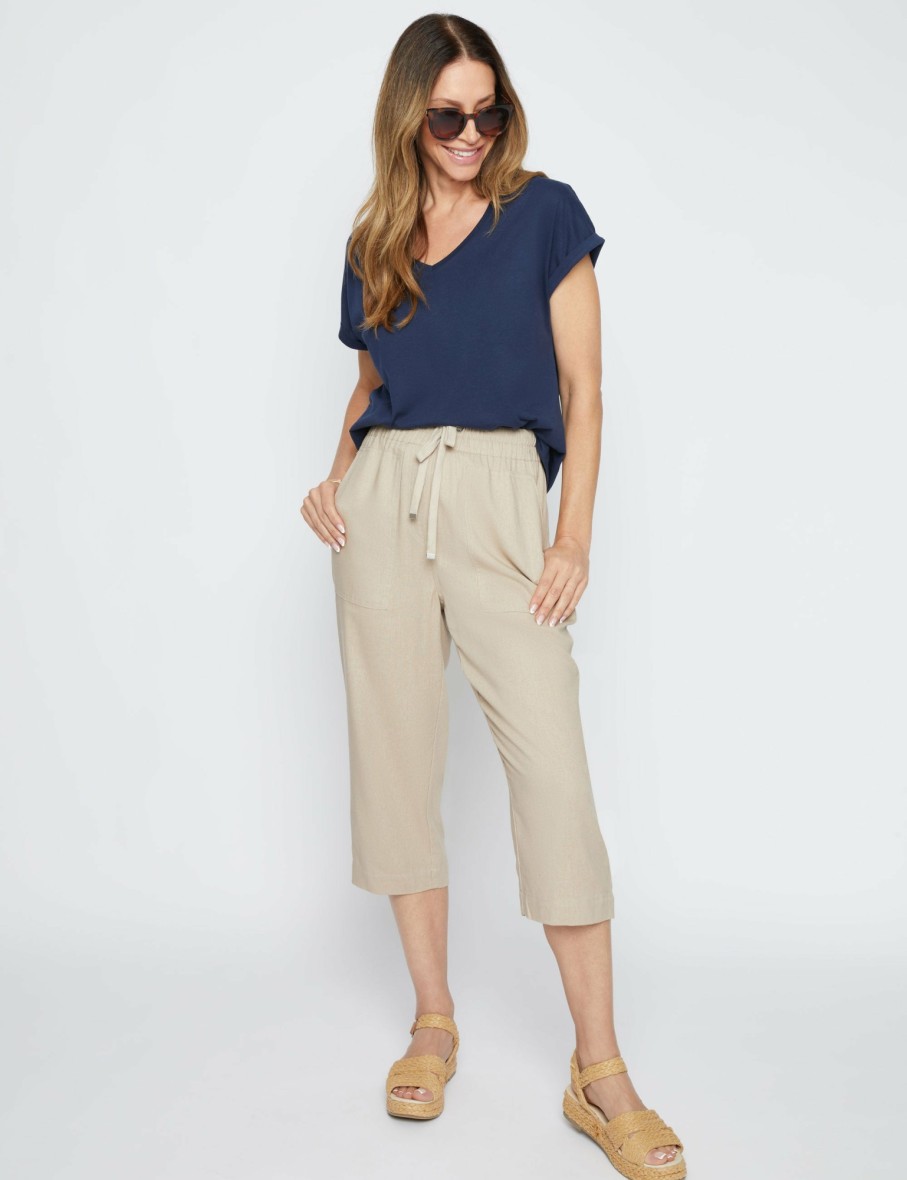 Women Millers Crops & Capris | Millers Crop Length Patch Pocket Linen Blend Pant