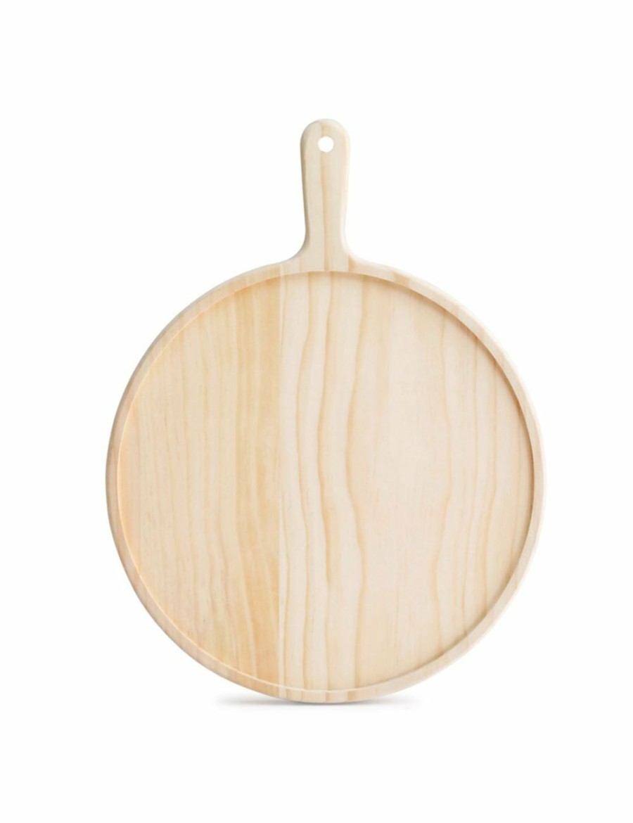 Home And Lifestyle Soga Serveware | Soga 12 Inch Round Premium Wooden Pine Food Serving Tray Charcuterie Board Paddle Home Decor