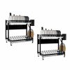 Home And Lifestyle Soga Kitchen & Laundry Fixtures | Soga 2X 2 Tier Steel Black Kitchen Countertop Drying Dish Rack Plate Cutlery Cutting Board Holder Dish Drainer Kitchen Organiser