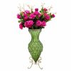 Home And Lifestyle Soga Vases & Bowls | Soga 67Cm Green Glass Vase And 12Pcs Artificial Flowers