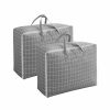 Home And Lifestyle Soga Luggage | Soga 2X Grey Plaid Large Storage Luggage Bag Double Zipper Foldable Travel Organiser Essentials