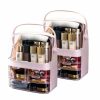 Beauty Soga | Soga 2X 3 Tier Pink Countertop Makeup Cosmetic Storage Organiser Skincare Holder Jewelry Storage Box With Handle