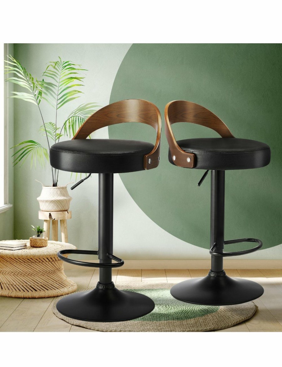 Home And Lifestyle Oikiture Bar Stools | Oikiture Kitchen Bar Stools Gas Lift Swivel Chairs Stool Wooden Pu Leather ?2