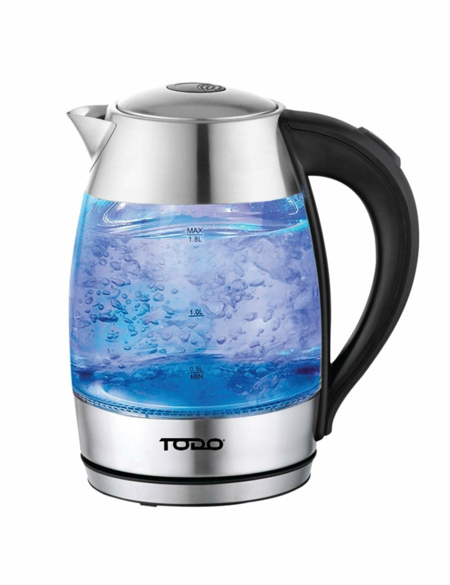 Home And Lifestyle TODO Jugs & Carafes | Todo 1.7L Glass Cordless Kettle Electric Dual Wall Led Water Jug - Stainless Steel