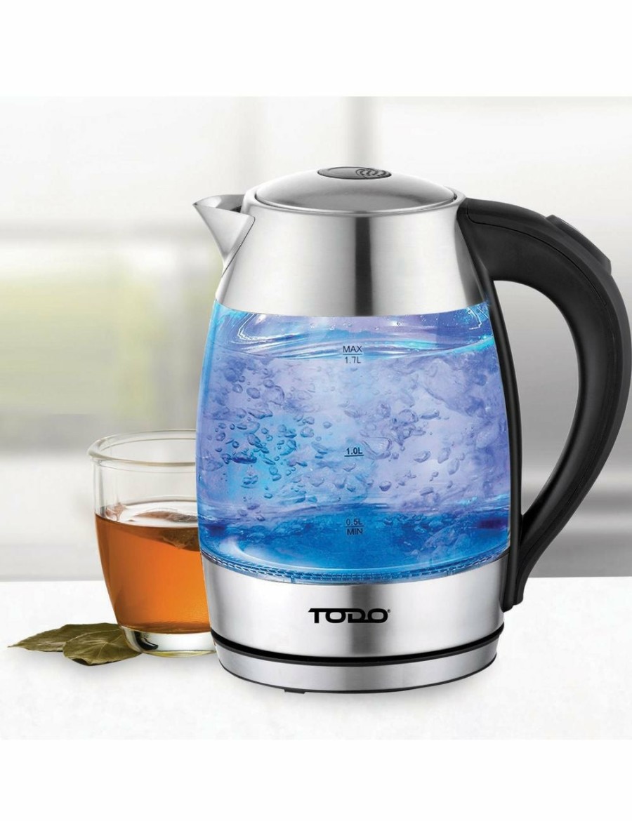 Home And Lifestyle TODO Jugs & Carafes | Todo 1.7L Glass Cordless Kettle Electric Dual Wall Led Water Jug - Stainless Steel