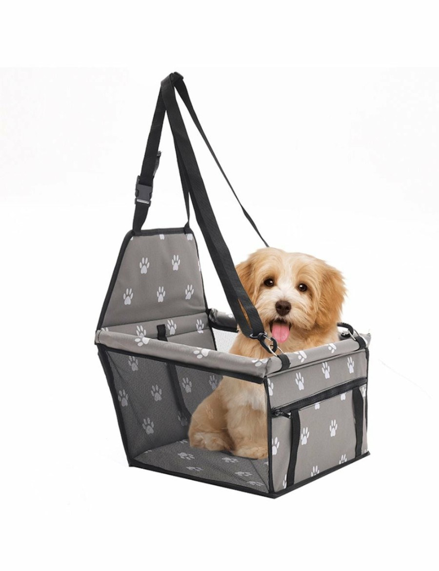 Home And Lifestyle Soga Pet Accessories | Soga Waterproof Pet Booster Car Seat Breathable Mesh Safety Travel Portable Dog Carrier Bag Grey