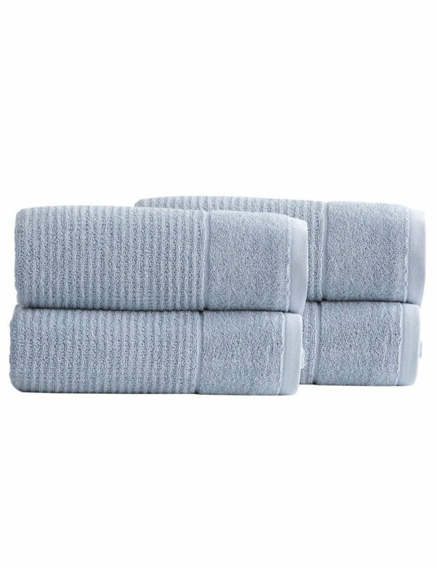 Home And Lifestyle Renee Taylor Towel Sets | Renee Taylor Cambridge 650 Gsm Textured 4 Pack Bath Sheet Blue Mirage