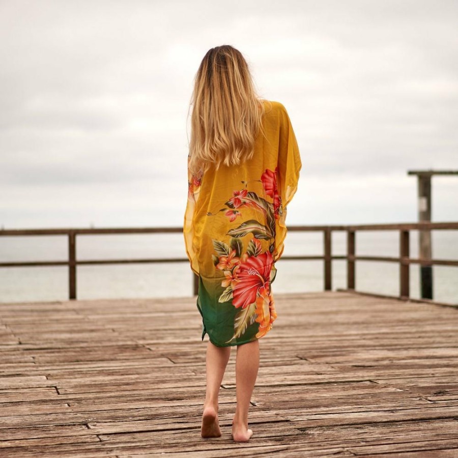 Women Linen Connections Cover-Ups | Silk Kaftan,Silk Floral Print Beach Coverup,Womens Silk Kaftan,Full Length Silk Caftan,Silk Resort Wear For Women,Long Silk Dress, 001