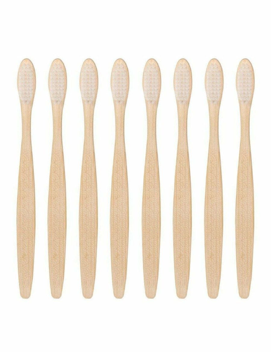 Beauty ECO BASICS | 8X Eco Basic Natural Bamboo Toothbrush Adult Oral Dental Care Teeth Cleaner Med