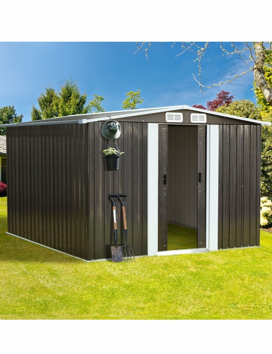 Outdoors Livsip | Livsip Garden Shed Outdoor Storage Sheds 2.57X2.05M Workshop Cabin Metal House