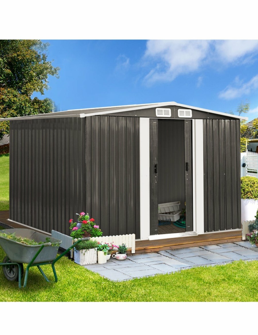 Outdoors Livsip | Livsip Garden Shed Outdoor Storage Sheds 2.57X2.05M Workshop Cabin Metal House