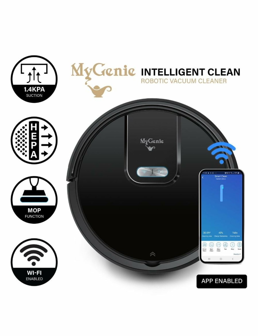 Home And Lifestyle Bdirect Vacuum Cleaners | My Genie Gmax Wi-Fi Intelligent Robotic Vacuum - Black