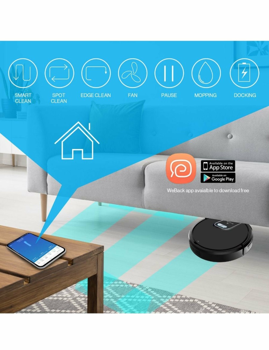 Home And Lifestyle Bdirect Vacuum Cleaners | My Genie Gmax Wi-Fi Intelligent Robotic Vacuum - Black