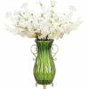 Home And Lifestyle Soga Vases & Bowls | Soga 51Cm Green Glass Vase And 10Pc White Artificial Flowers