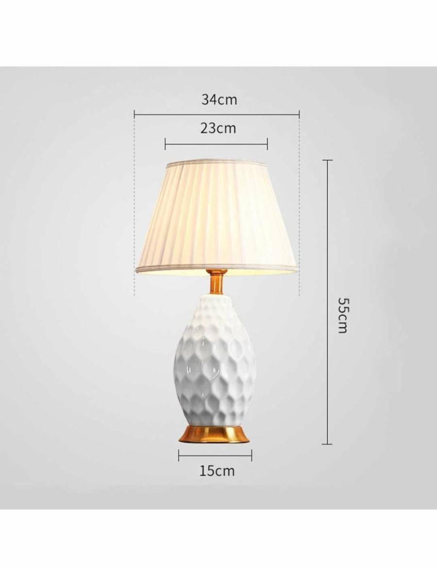 Home And Lifestyle Soga Lamps | Soga Ceramic Textured Lamp With Gold Metal Base White 4Pack