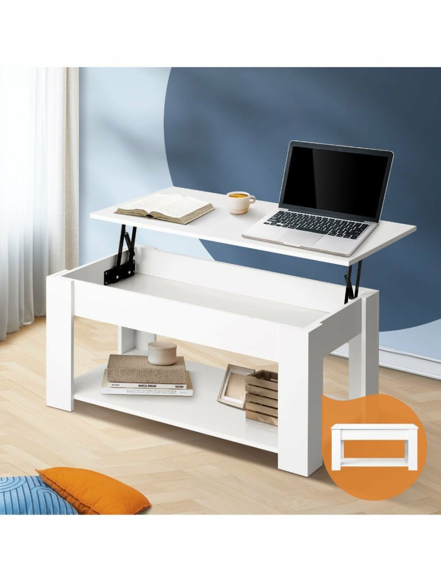 Home And Lifestyle Oikiture Bookcases & Storage | Oikiture Coffee Table Lift Up Top Modern Tables Hidden Book Storage White