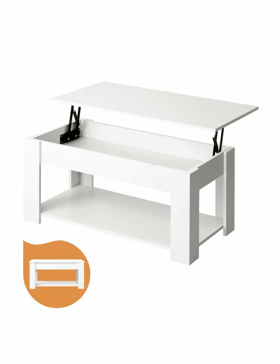 Home And Lifestyle Oikiture Bookcases & Storage | Oikiture Coffee Table Lift Up Top Modern Tables Hidden Book Storage White