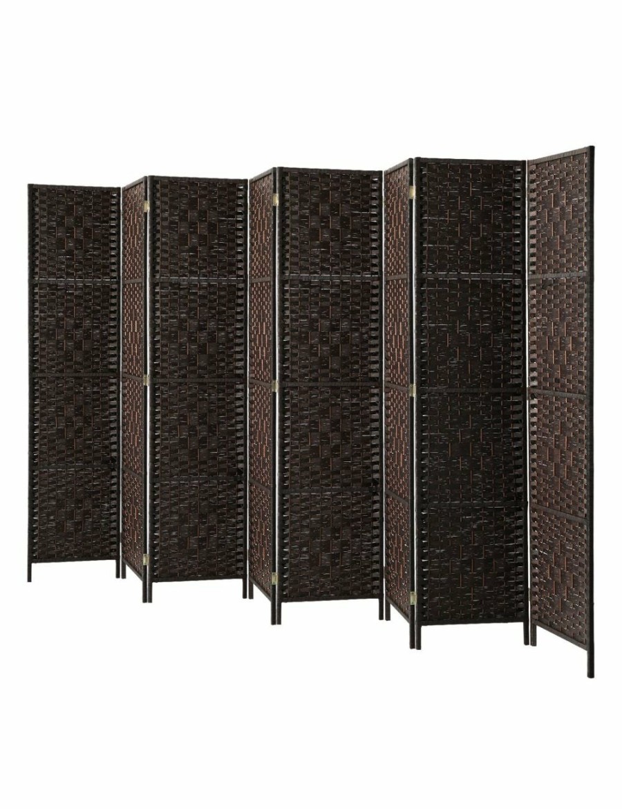 Home And Lifestyle Oikiture Room Dividers | Oikiture 8 Panel Room Divider Screen Privacy Dividers Woven Wood Folding Brown