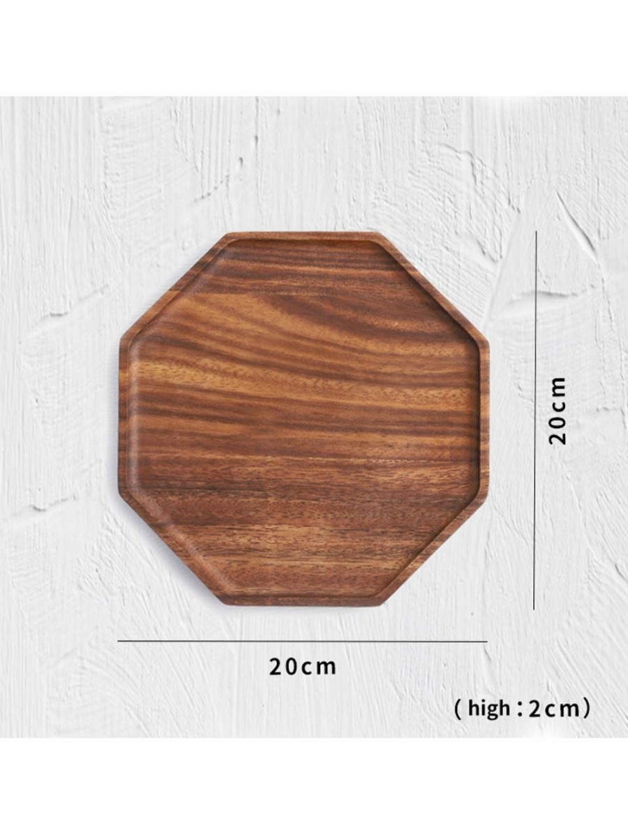 Home And Lifestyle Soga Serveware | Soga 2X 20Cm Octagon Wooden Acacia Food Serving Tray Charcuterie Board Centerpiece Home Decor