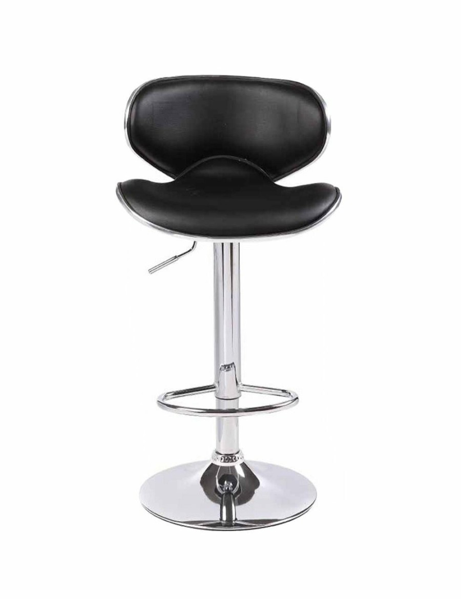 Home And Lifestyle Melbournians Furniture Bar Stools | 2X Black Bar Stools Faux Leather Mid High Back Adjustable Crome Base Gas Lift Swivel Chairs