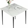 Home And Lifestyle CARLA HOME Tables | Square Dining Table Made Of Marble (Stone White) 80Cm