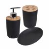 Home And Lifestyle ECO BASICS Bathroom Accessories | Eco Basics 3-In-1 Vanity Bathroom Set Toothbrush/Soap Holder Dispenser Tray Blk