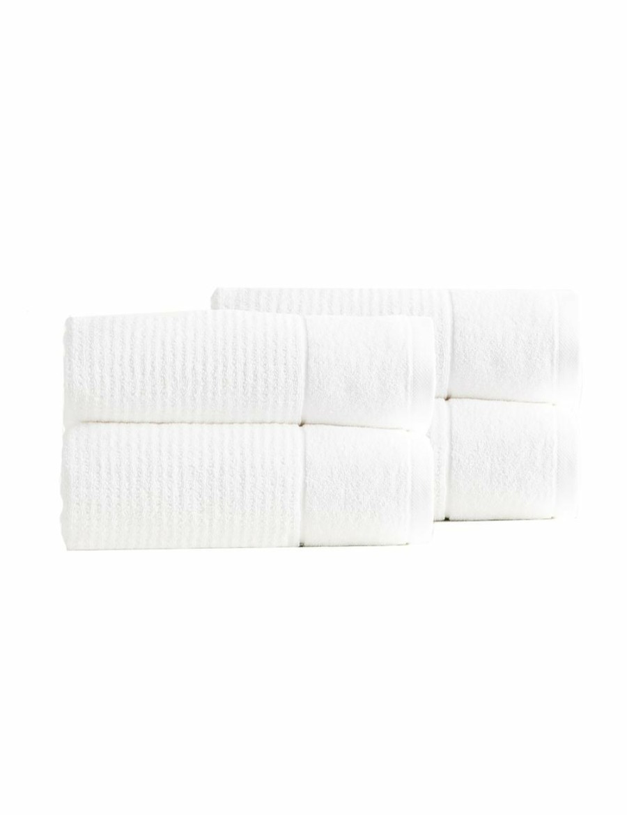 Home And Lifestyle Renee Taylor Towel Sets | Renee Taylor Cambridge 650 Gsm Textured 4 Pack Bath Sheet Snow