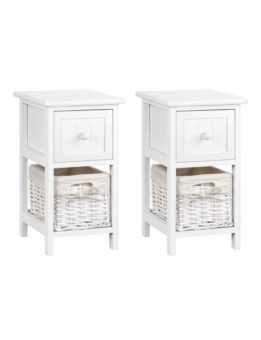 Home And Lifestyle HOD Health & Home Bedside Tables | Artiss 2 Pcs Bedside Table - White - One Size