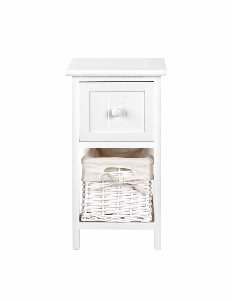 Home And Lifestyle HOD Health & Home Bedside Tables | Artiss 2 Pcs Bedside Table - White - One Size