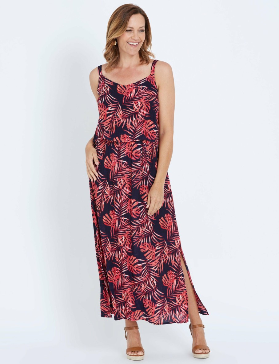 Women Millers Sleeveless Dresses | Millers Sleeveless Overlay Crinkle Leaf Maxi Dress